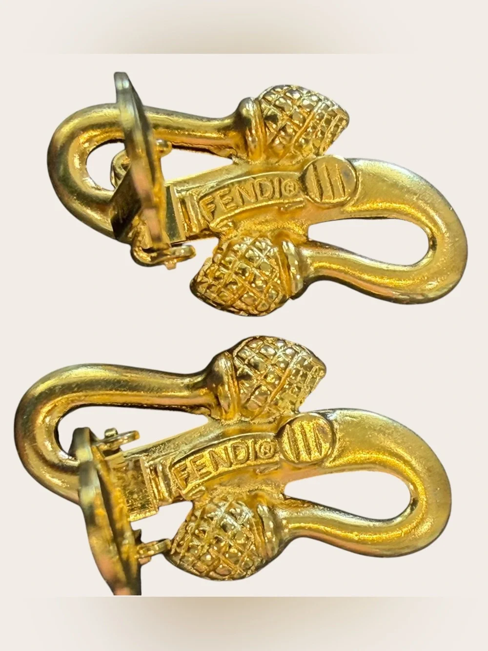 Fendi Gold-Tone Sculptural Acorn Loop Clip-On Earrings